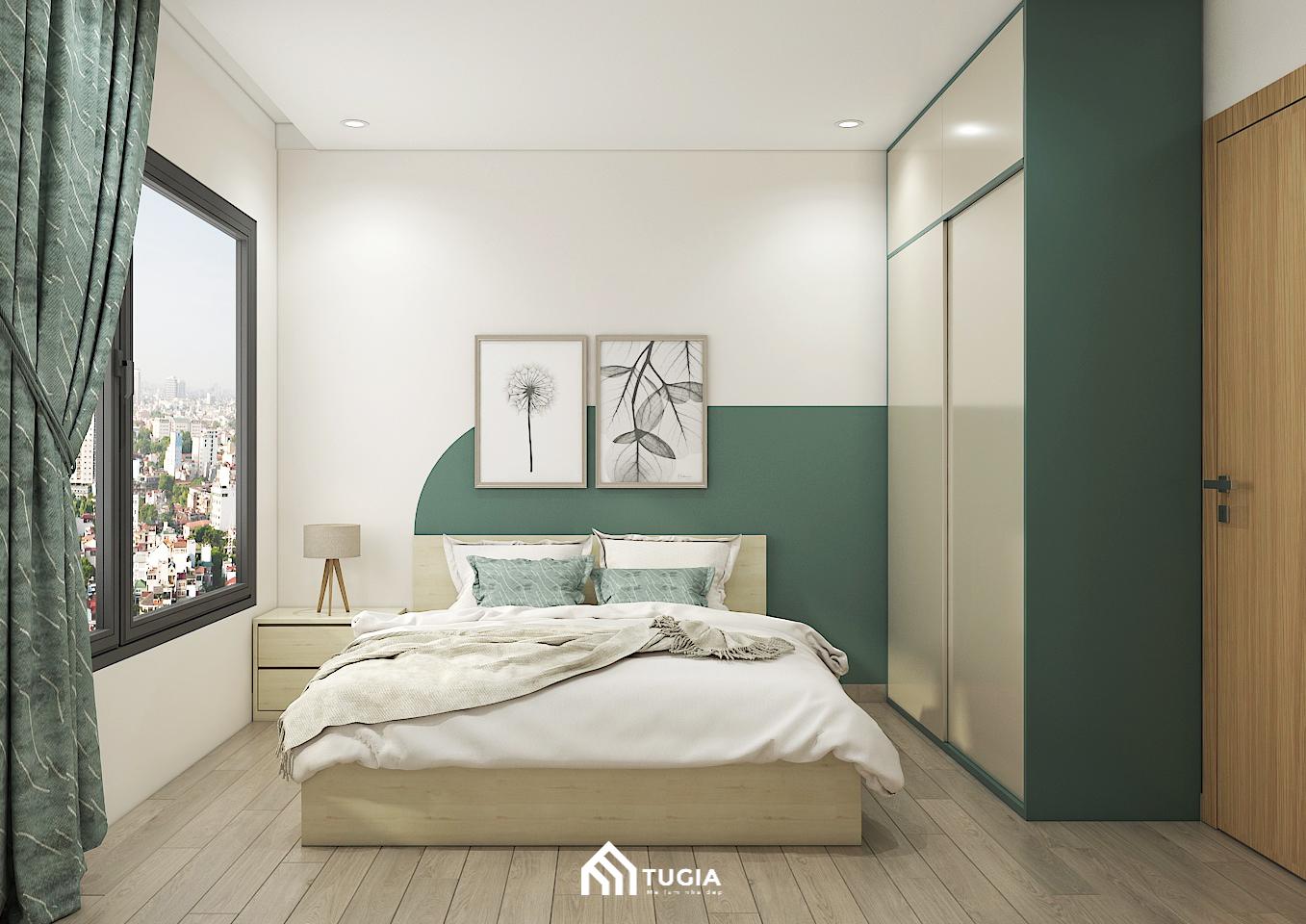 Phòng ngủ Master phong cách Bắc Âu rộng thoáng với hệ cửa sổ kính lớn tận dụng được tối đa ánh sáng tự nhiên