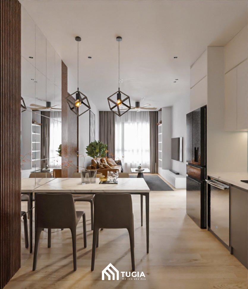 Mẫu thiết kế nội thất chung cư 65m2 phong cách tối giản với các bố trí nội thất thông minh