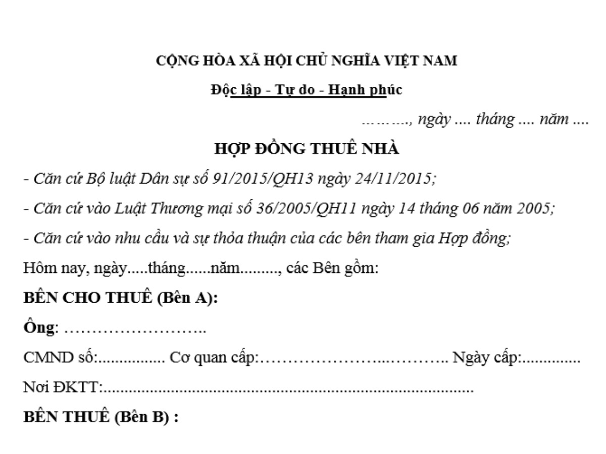 Mẫu hợp đồng thuê nhà trọ​ theo quy định mới nhất 2026