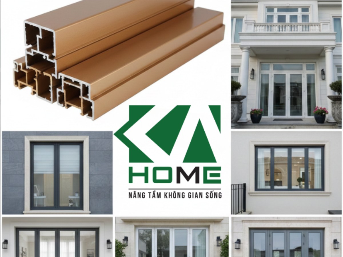 Hệ cửa nhôm kính KAHOME với nhiều mẫu cửa đi và cửa sổ ứng dụng cho nhà phố, biệt thự và công trình dân dụng.