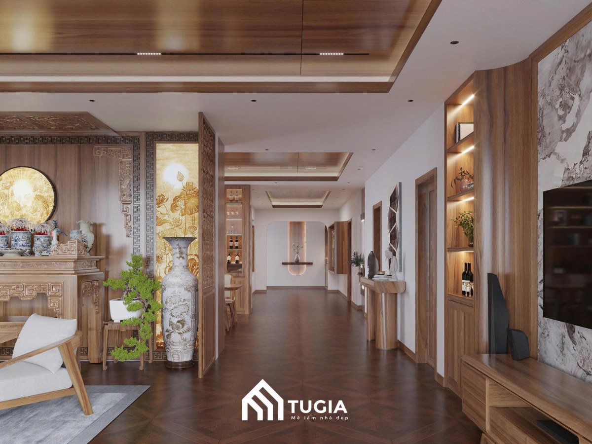 Thiết kế nội thất biệt thự gỗ tự nhiên cao cấp tại Sơn La