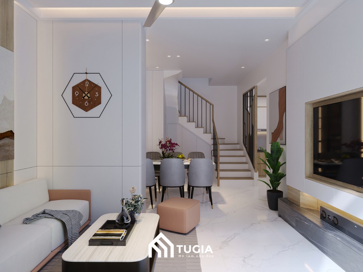 Thiết kế nội thất phòng khách liền bếp cho nhà phố hiện đại tại Sơn La