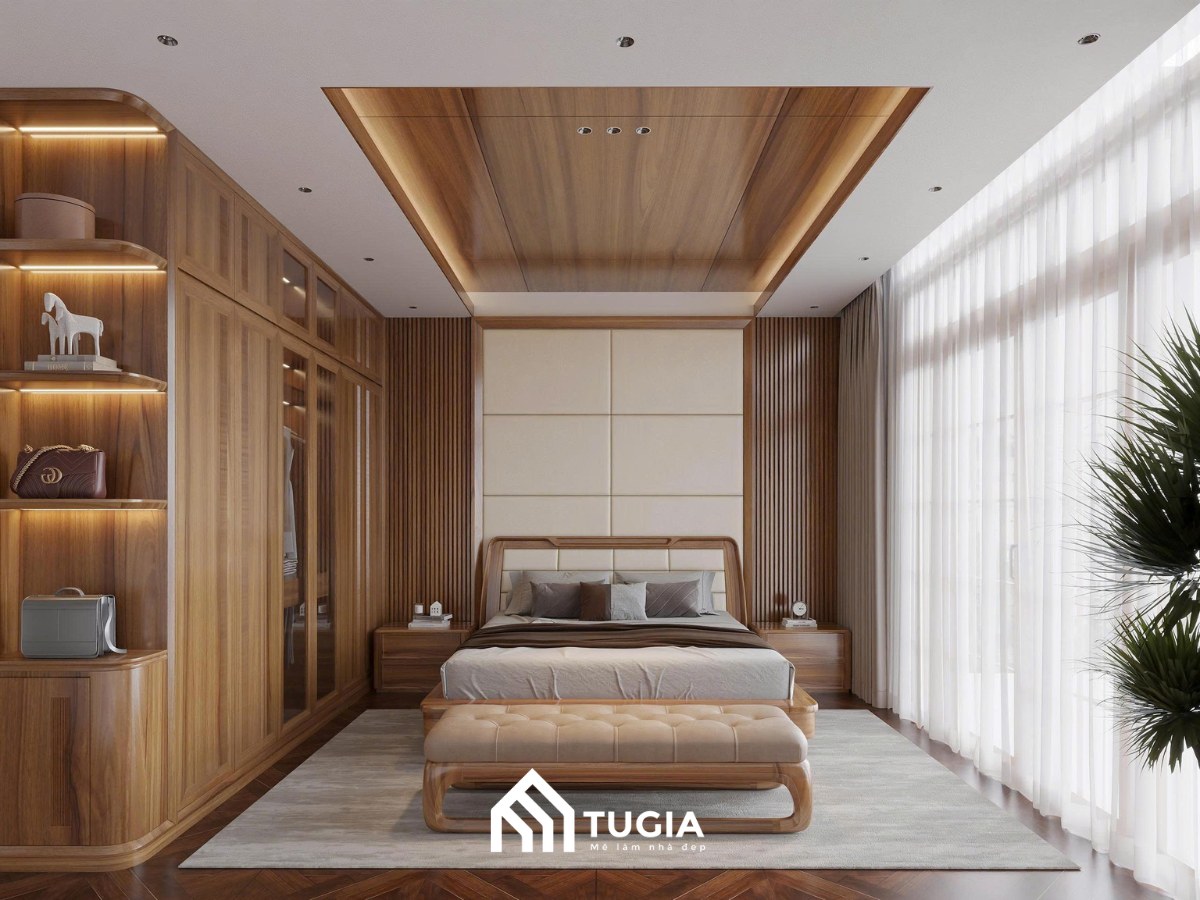Thiết kế thi công nội thất phòng ngủ gỗ tự nhiên tại Sơn La