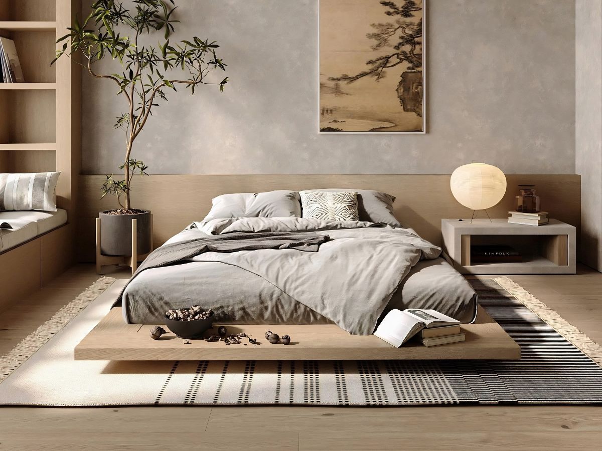 Phòng ngủ chung cư phong cách Nhật Bản thư giãn chuẩn Zen