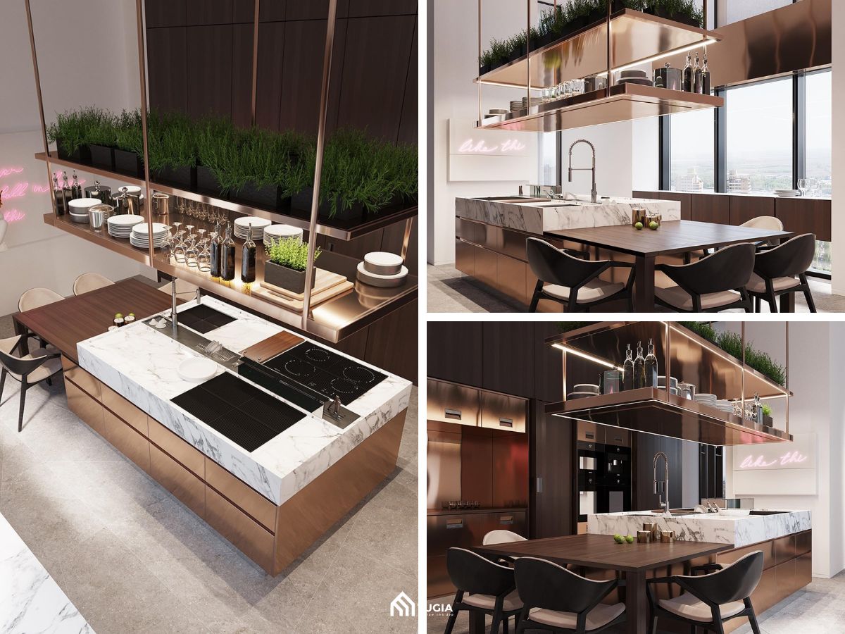Đảo bếp kết hợp bàn ăn