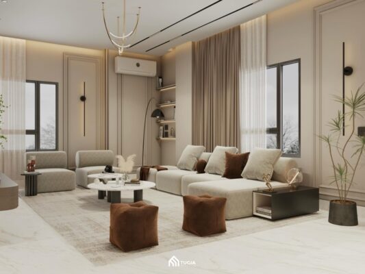 Thiết kế phòng khách phong cách Wabi Sabi