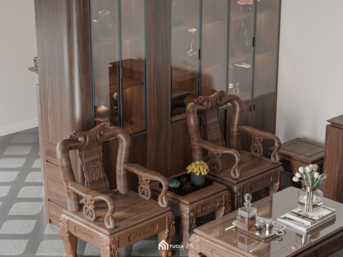 Nội thất phòng khách bằng gỗ