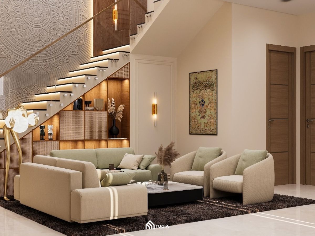 Phòng khách nhà lệch tầng