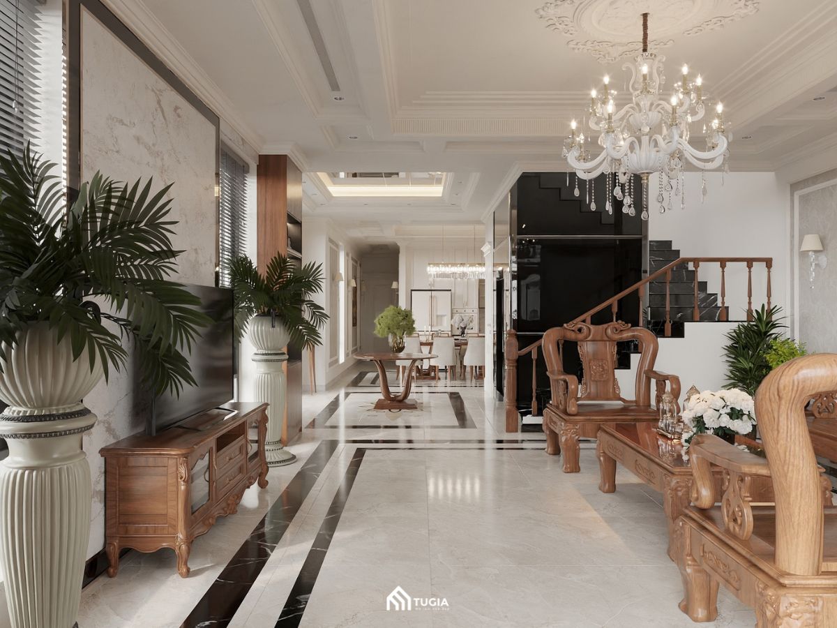 Phòng khách nhà lệch tầng