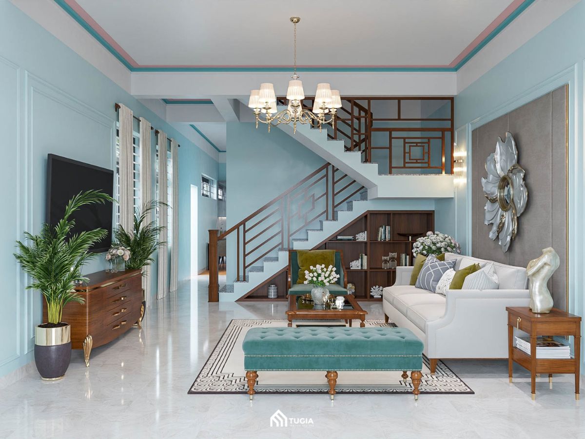 Phòng khách nhà lệch tầng
