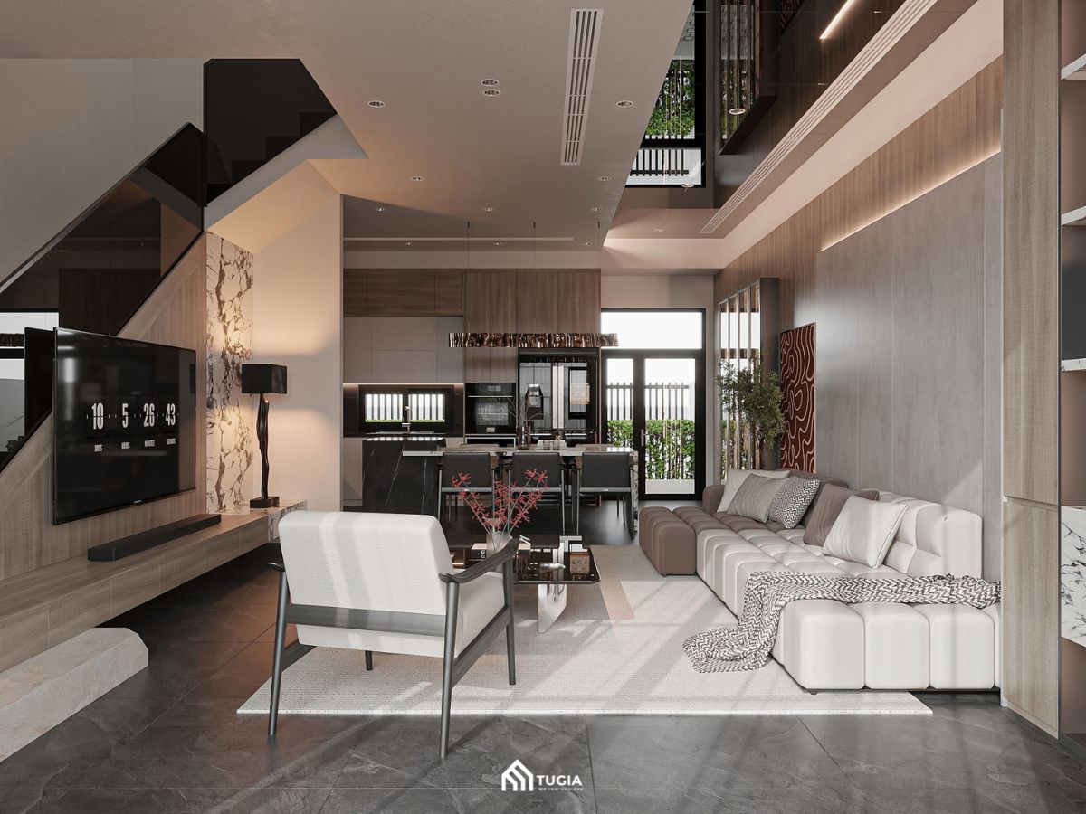 Phòng khách nhà lệch tầng