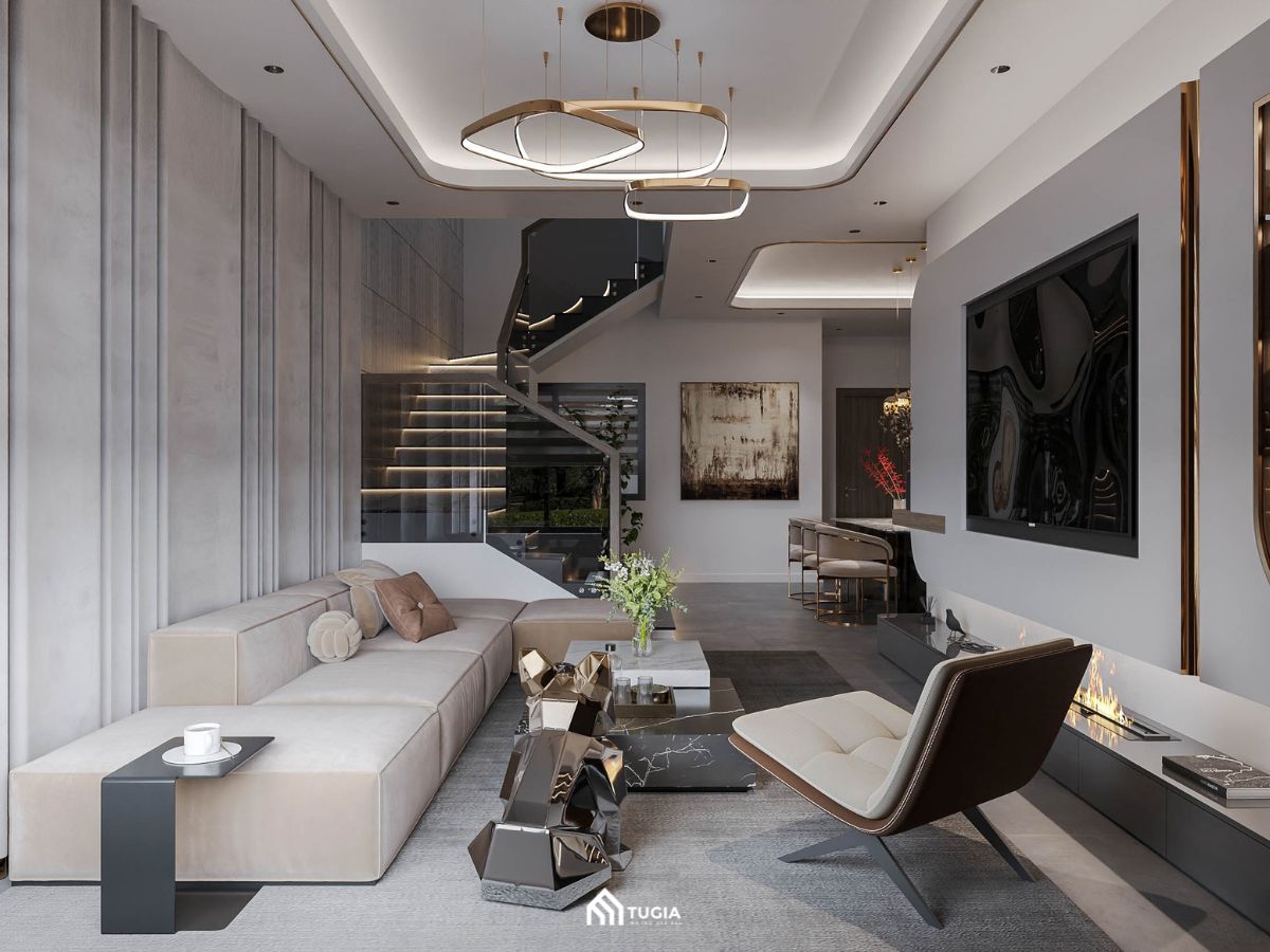 Phòng khách nhà lệch tầng