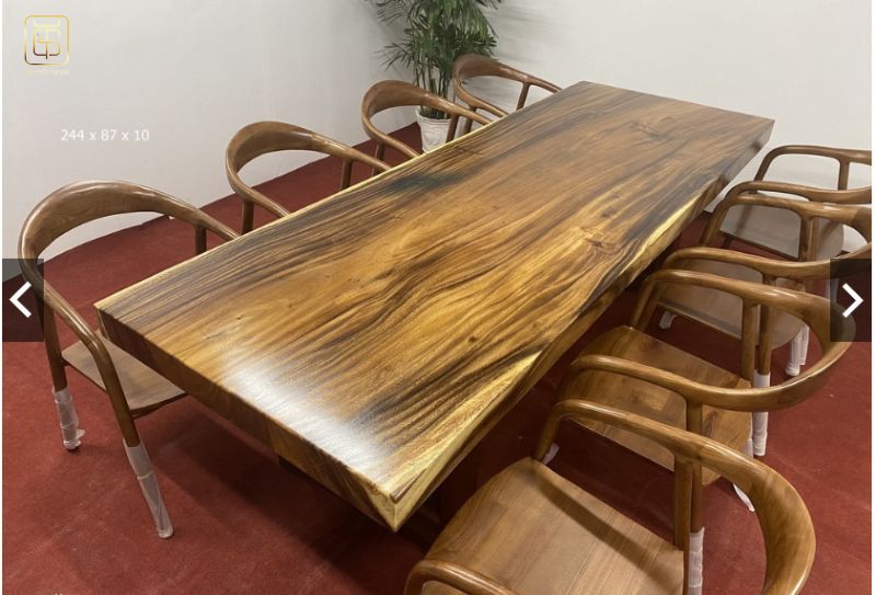 Bộ bàn ghế gỗ me tây nguyên tấm BMT07
