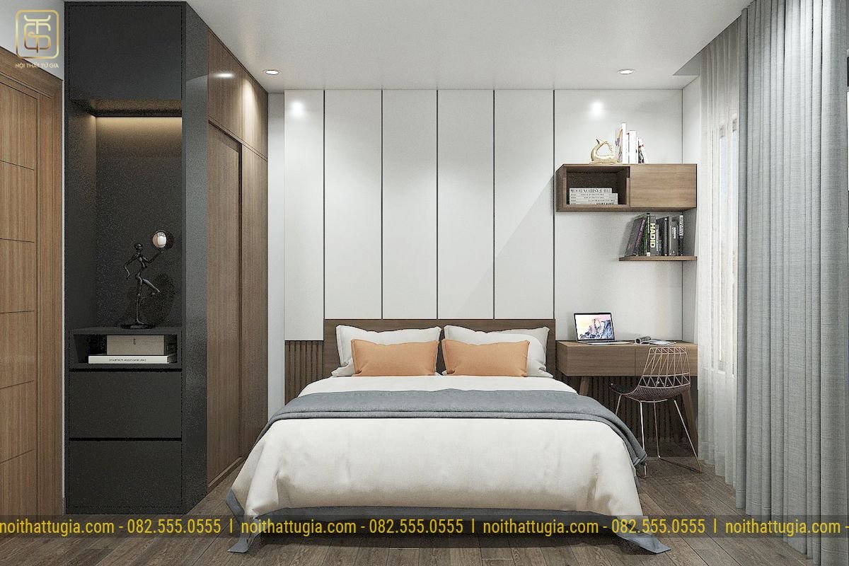 Các đồ nội thất trong phòng ngủ hiện đại được thiết kế đơn giản nhưng vẫn đáp ứng được nhu cầu của người sử dụng 