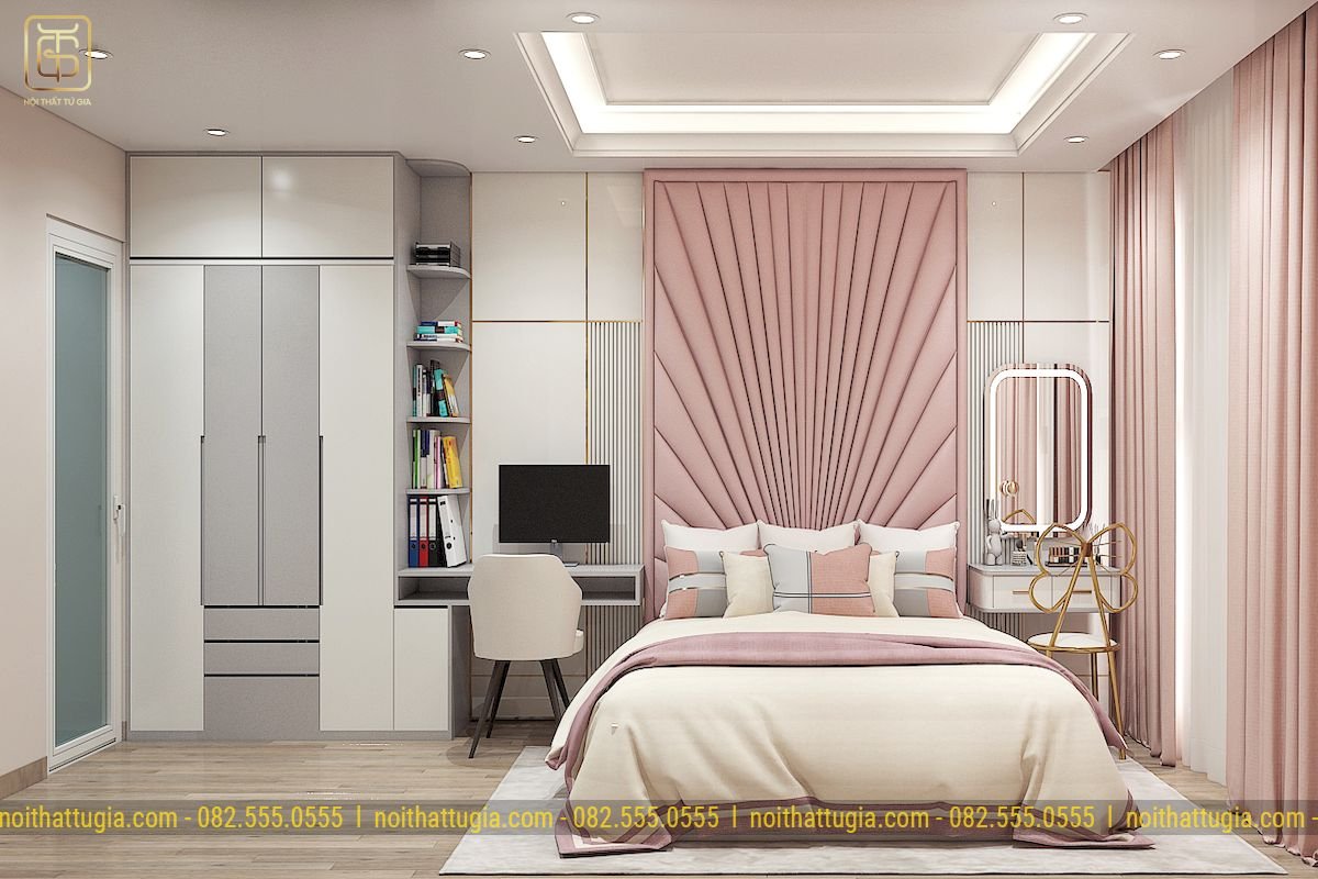 Các món đồ nội thất được thiết kế tỉ mỉ, cầu kỳ theo phong cách tân cổ điển mang lại tính thẩm mỹ cao cho phòng ngủ của bạn