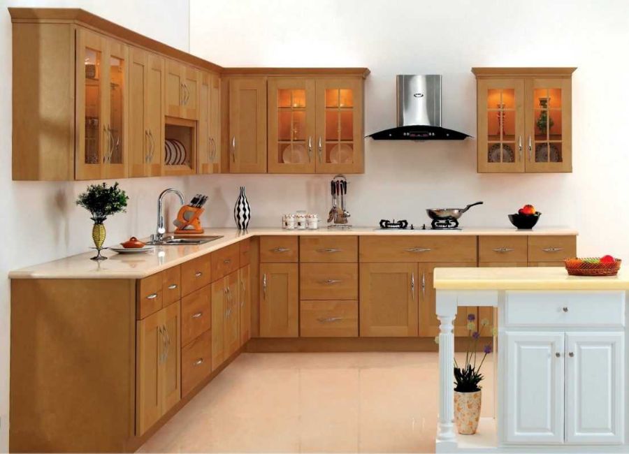 Có thể lựa chọn nhiều chất liệu gỗ khác nhau từ gỗ tự nhiên đến gỗ công nghiệp để làm nội thất phòng bếp