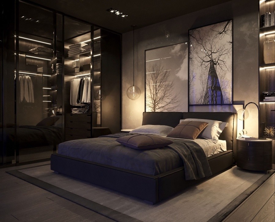 Decor phòng ngủ màu đen phong cách Rustic