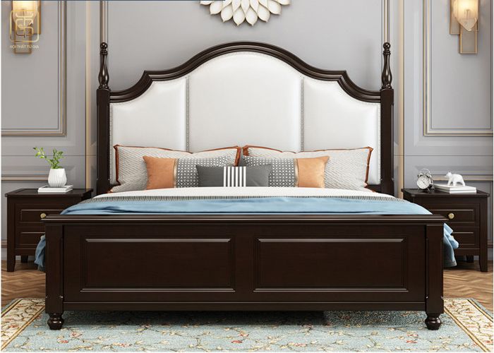 Giường ngủ cao cấp màu gỗ