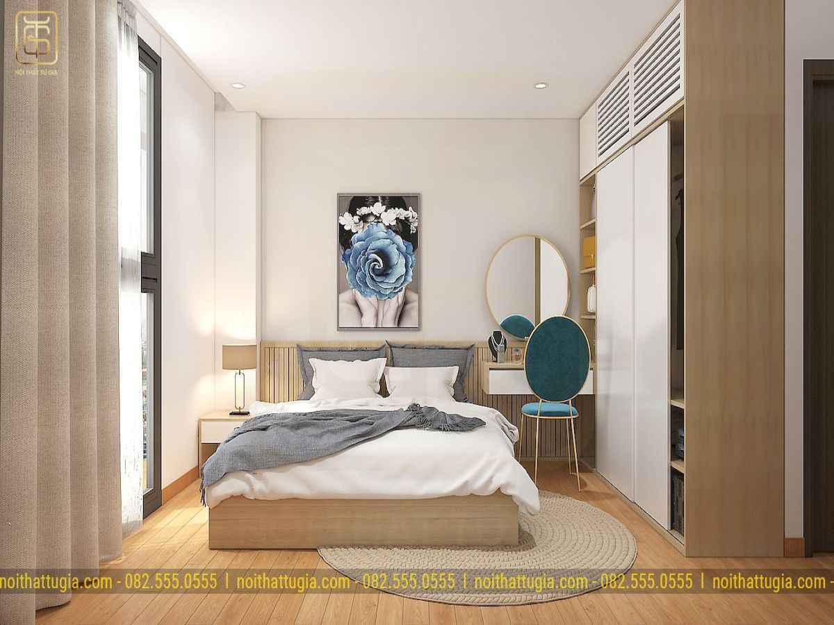 Thiết kế nội thất phòng ngủ 12m2 đẹp và đầy đủ tiện nghi