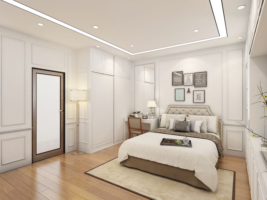 Lựa chọn những tông màu sáng giúp cho phòng ngủ trở nên rộng rãi