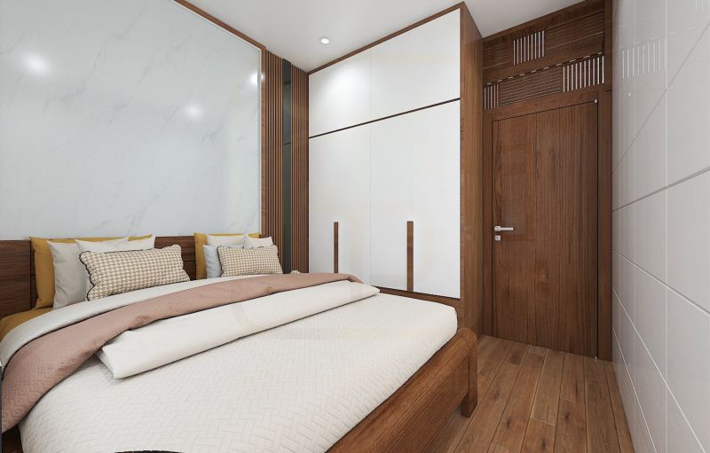 Phòng ngủ đơn giản và gần gũi với gỗ tự nhiên