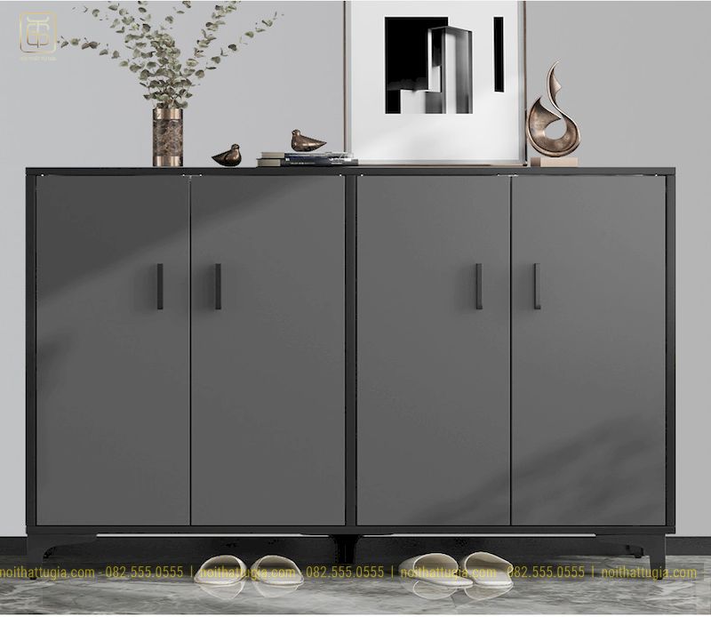 Nên lựa chọn những mẫu tủ đựng giày thông minh có màu sắc đơn giản, tone sur tone với các đồ nội thất trong nhà 