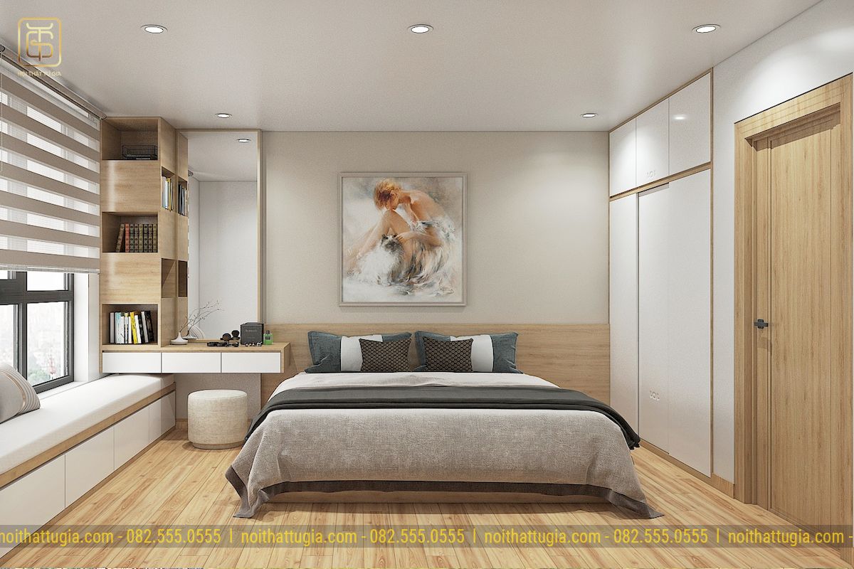 Nếu bạn thực sự thích tông màu gỗ thì chắc hẳn đây sẽ là mẫu thiết kế nội thất phòng ngủ mà bạn nên tham khảo qua