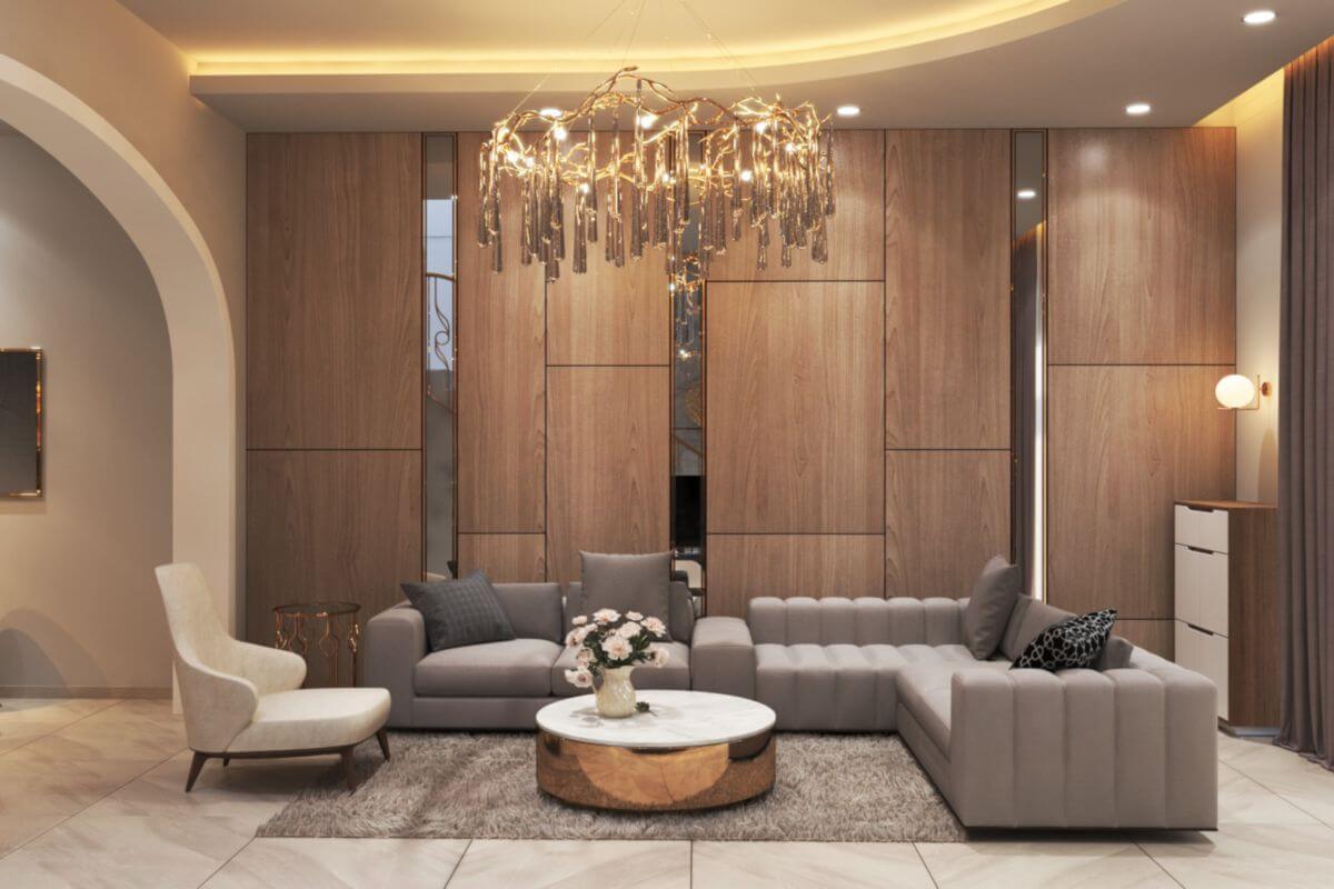 Nội thất Luxury sử dụng đá cao cấp tự nhiên và đồ nội thất mạ vàng xa xỉ