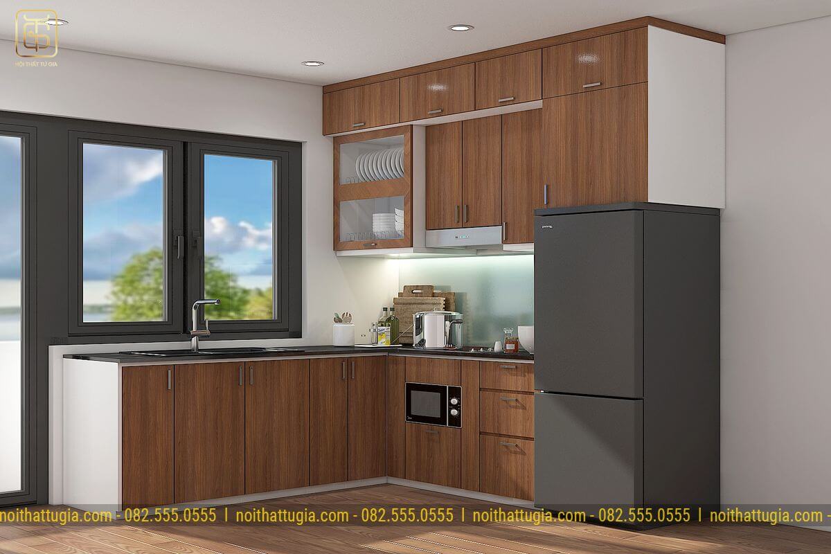 Nội thất phòng bếp với gỗ Thái hiện đại, sang trọng và ấm áp