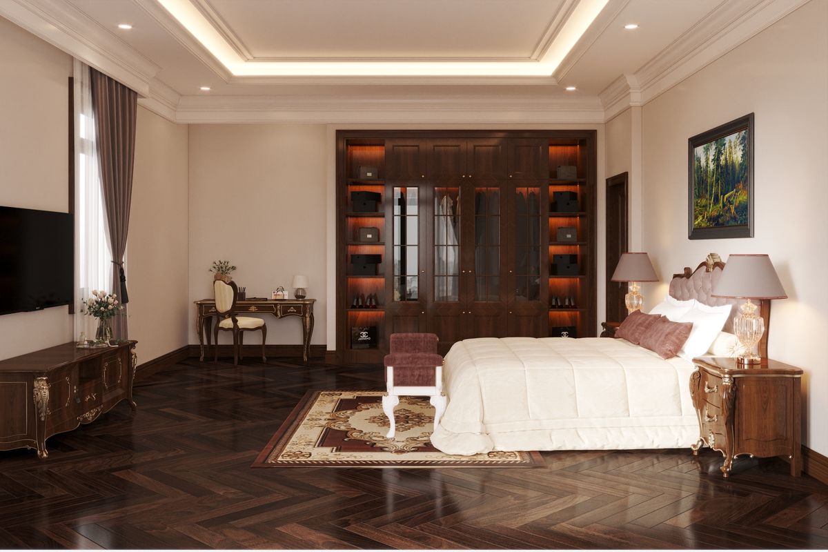 Nội thất phòng ngủ diện tích 30m2 với lối thiết kế đơn giản tiện nghi nhất
