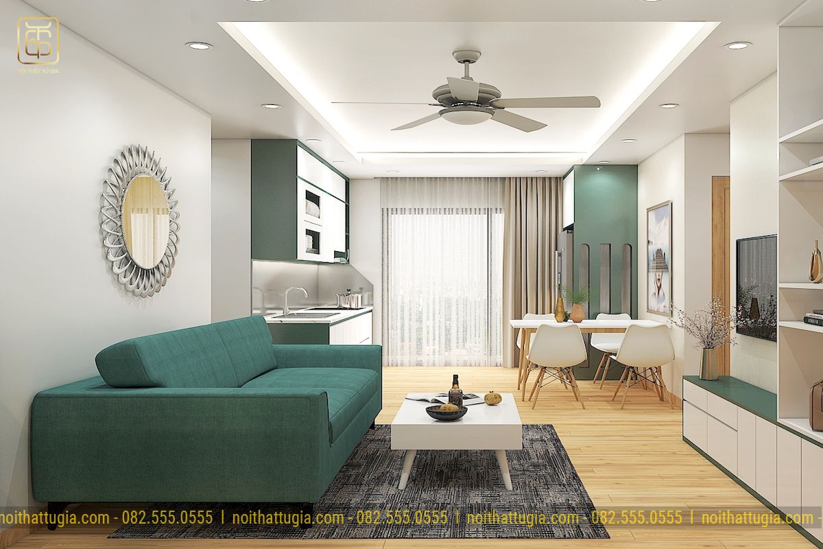 Phong cách thiết kế căn hộ 65m2 với nội thất đep, sang trọng