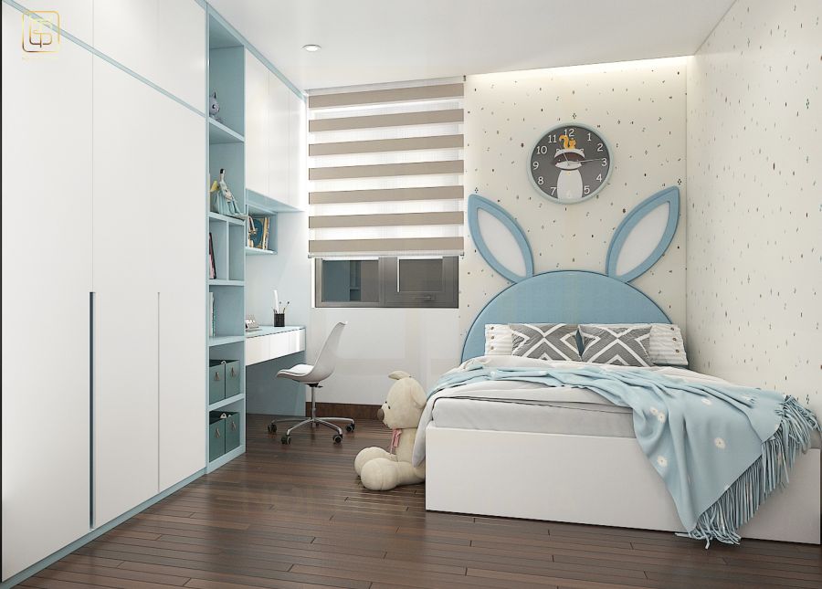 Nội thất chung cư 3 phòng ngủ với phòng ngủ cho bé gái được thiết kế theo phong cách hiện đại