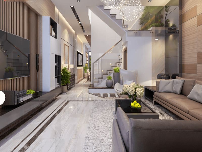 23 Mẫu thiết kế nội thất phòng khách nhà ống 4m  5m ĐẸP  HIỆN ĐẠI  SANG  TRỌNG nhất 2022