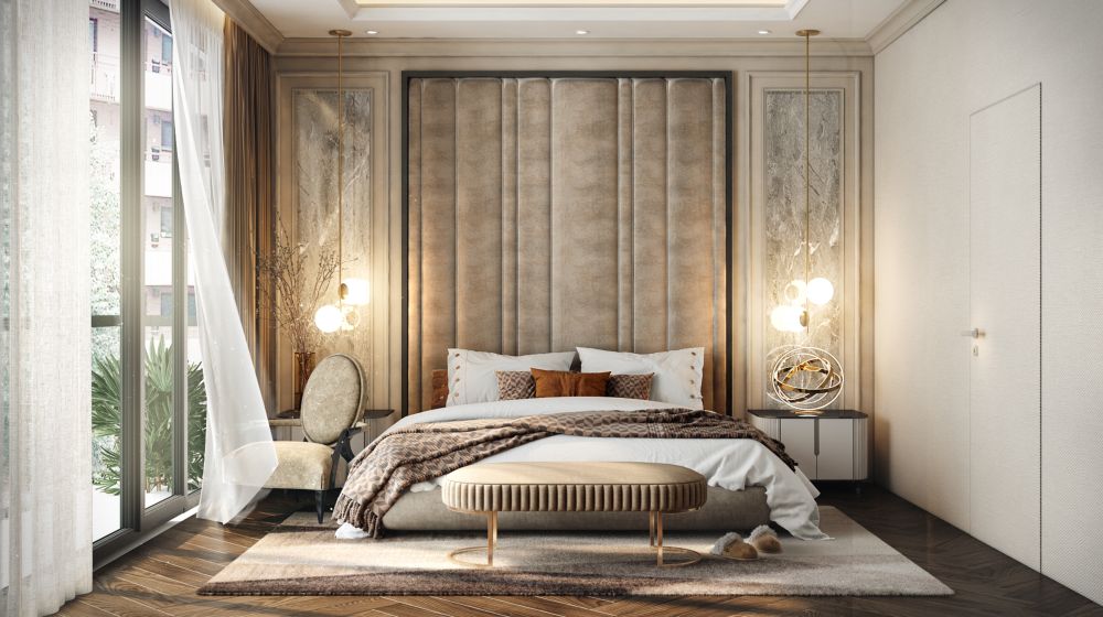 Phòng ngủ Luxury sang trọng đẳng cấp với chất liệu tự nhiên bền đẹp