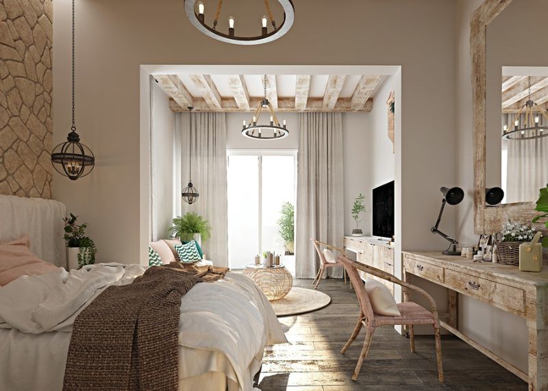 Phòng ngủ mang phong cách Rustic hiện đại