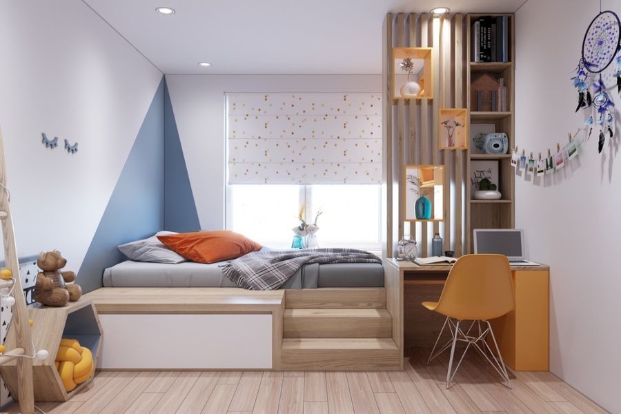 Phòng ngủ bé trai hiện đại, thông minh và vô cùng gọn gàng