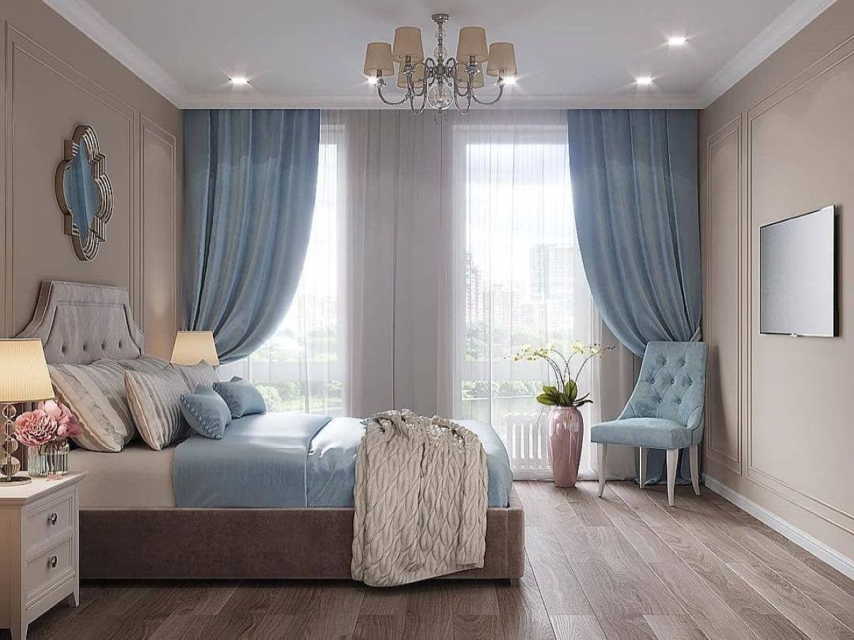 Phòng ngủ đẹp cho nữ tông màu xanh dương dịu nhẹ và ngọt ngào