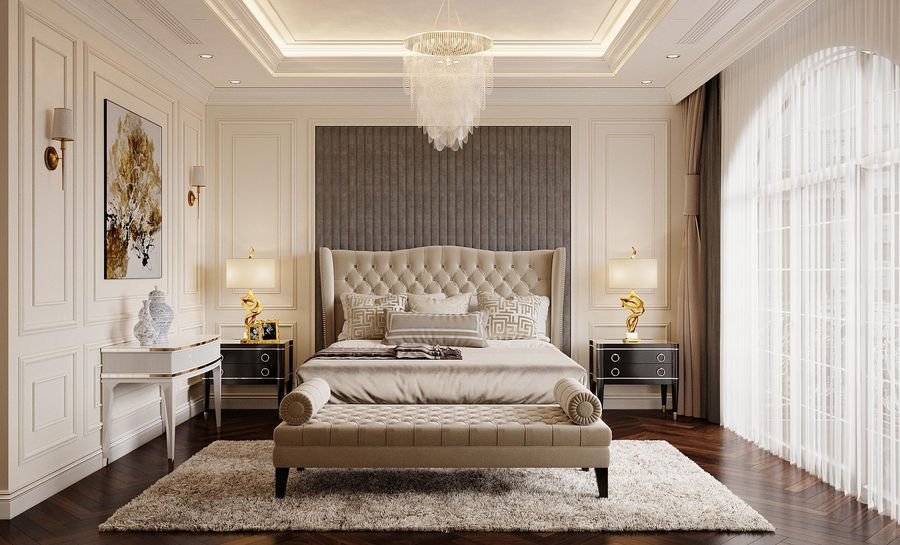 Phòng ngủ được thiết kế theo phong cách tân cổ điển mang lại sự sang trọng, đẳng cấp cho ngôi nhà của bạn