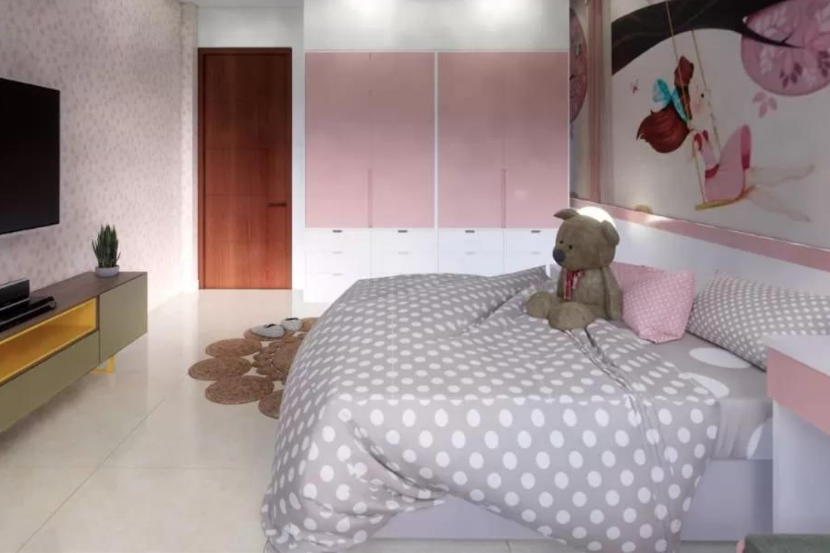 Phòng ngủ màu hồng lãng mạn cho bé