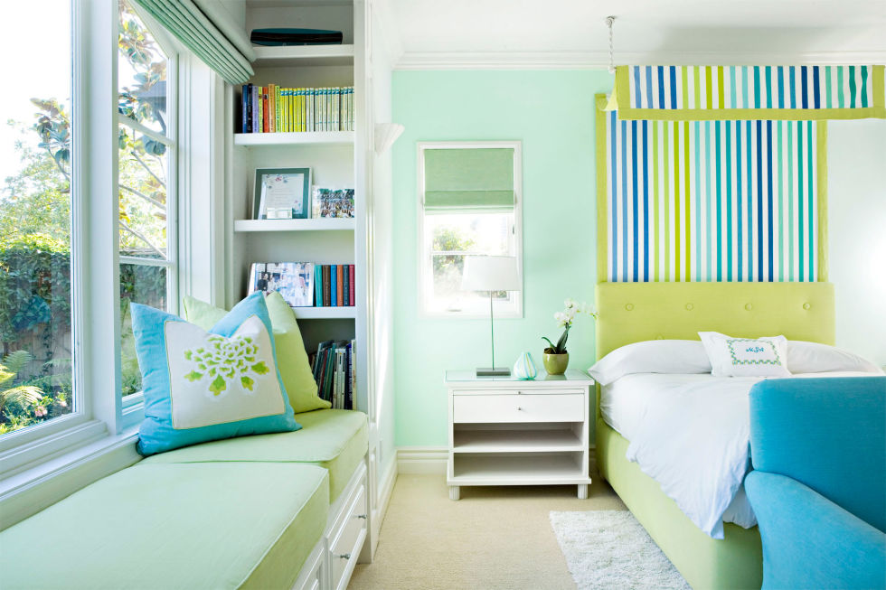 Phòng ngủ màu xanh ngọc đẹp cho nữ