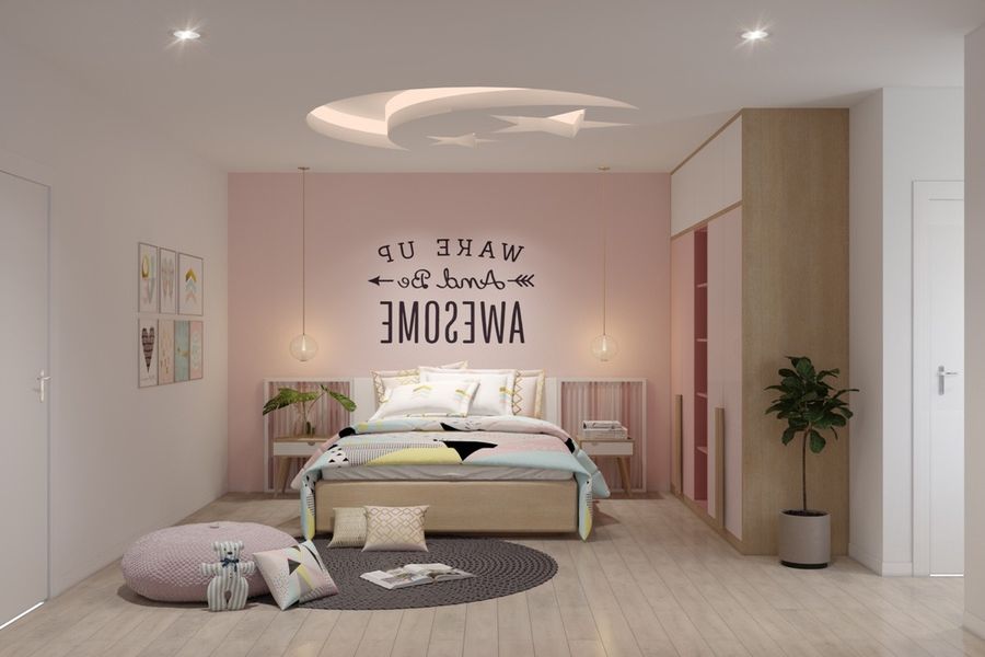 Phòng ngủ nhỏ của con gái 13 tuổi được thiết kế hiện đại tiện nghi