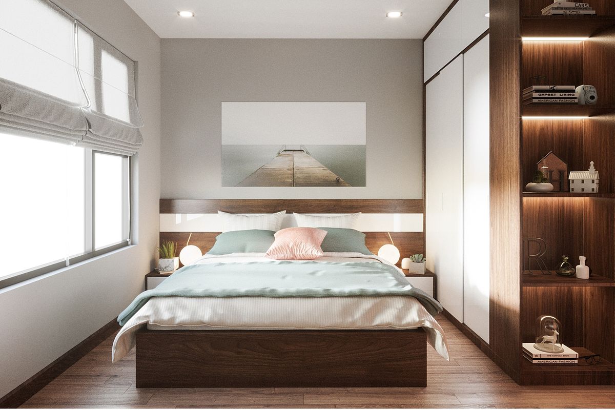 Phòng ngủ nhỏ với nội thất thiết kế hiện đại nhỏ gọn tạo không gian sang trọng tinh tế
