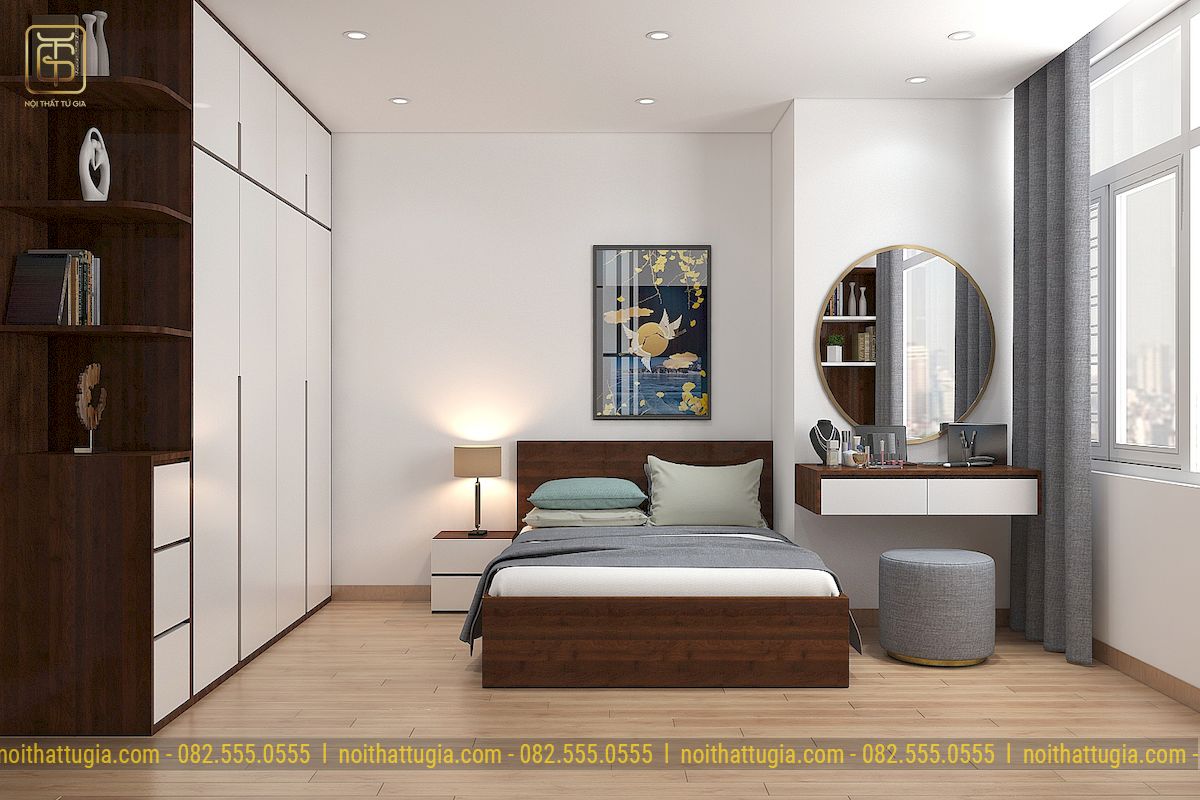 Phòng ngủ master được thiết kế và bố trí nội thất sang trọng