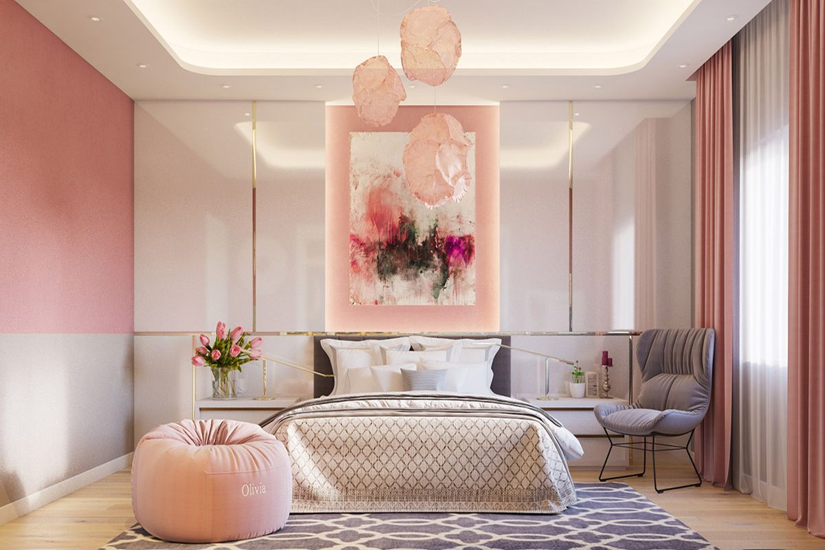Phòng ngủ thiết kế ấn tượng giành cho cô nàng thích màu hồng và sự đơn giản tinh tế