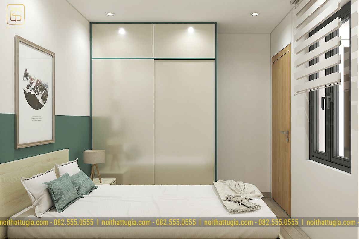 Phòng ngủ thiết kế khá đơn giản với cửa sổ khá thoáng khiến chủ nhân căn phòng thoải mái hơn nội thất tứ gia