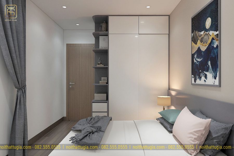Phòng ngủ thứ 2 được thiết kế đầy đủ tiện nghi với nội thất thiết kế đơn giản tinh tế nội thất tứ gia