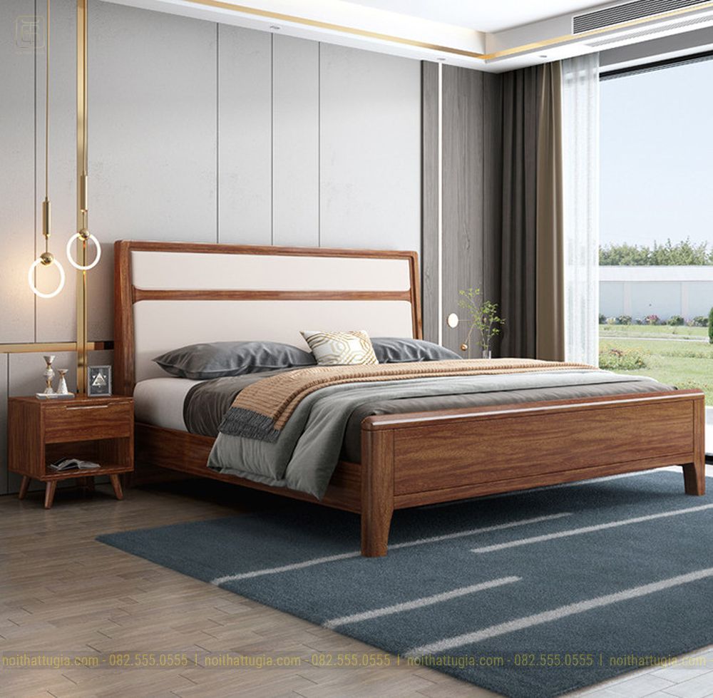 Giường ngủ với chất liệu gỗ xoan đào