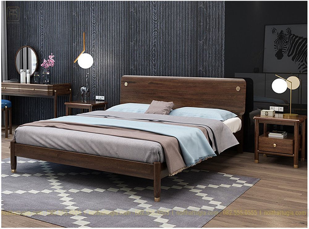 Giường ngủ với chất liệu gỗ xoan sồi cao cấp