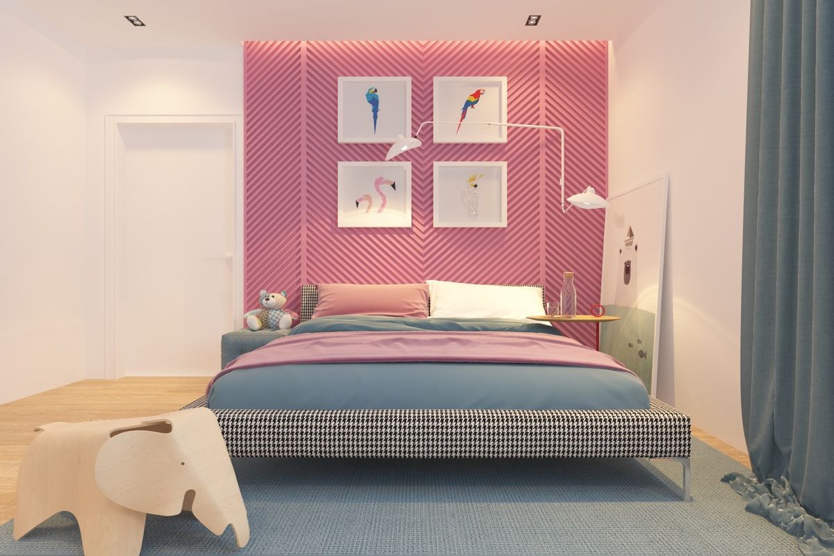 Sự kết hợp hài hòa tinh tế giữa các màu sắc trong căn phòng ngủ