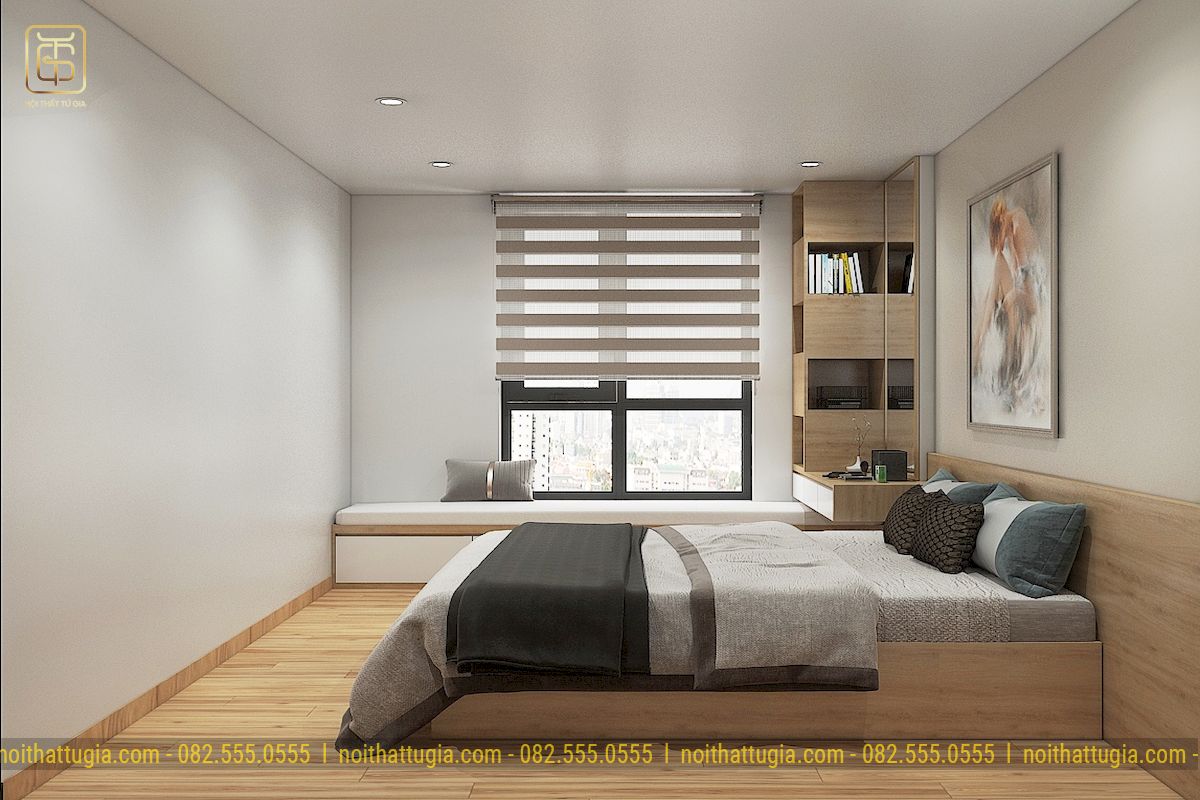 Phòng ngủ master thiết kế phong cách tối giản